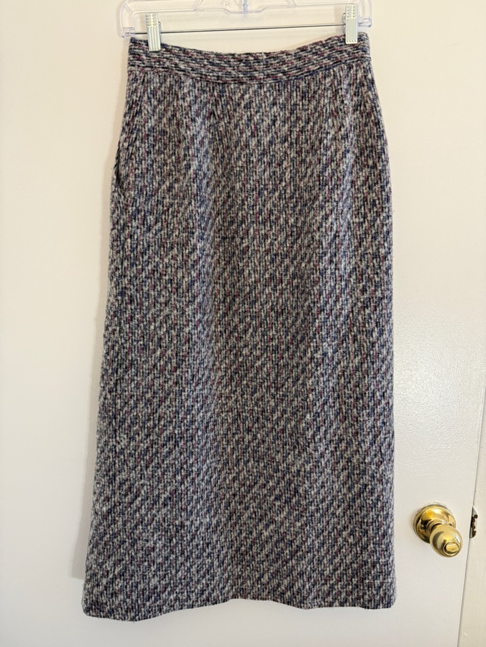 Christian Dior Vintage Women’s A-Line Midi Tweed Wool Gray Pleated Skirt Size 8 - Picture 4 of 8